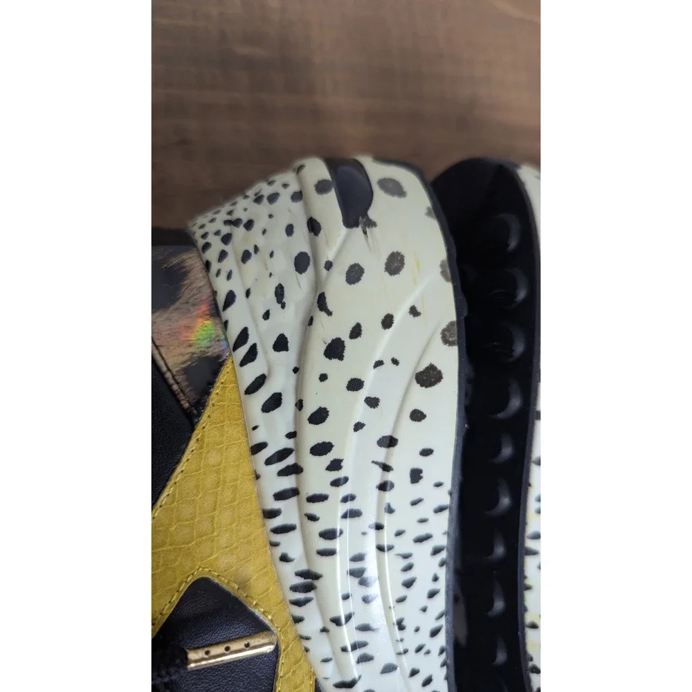 Steve Madden Barra Womens Yellow Black Mixed Animal Print Chunky Sneakers 8.5M